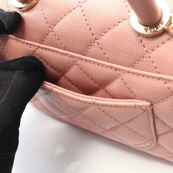 Chanel Handbag Coco Handle XXS Top Handle Pink Leather Calf Matelasse 2way - Picture 8 of 8
